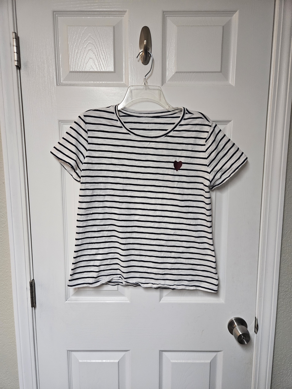 LC Lauren Conrad White and Navy Striped Tee